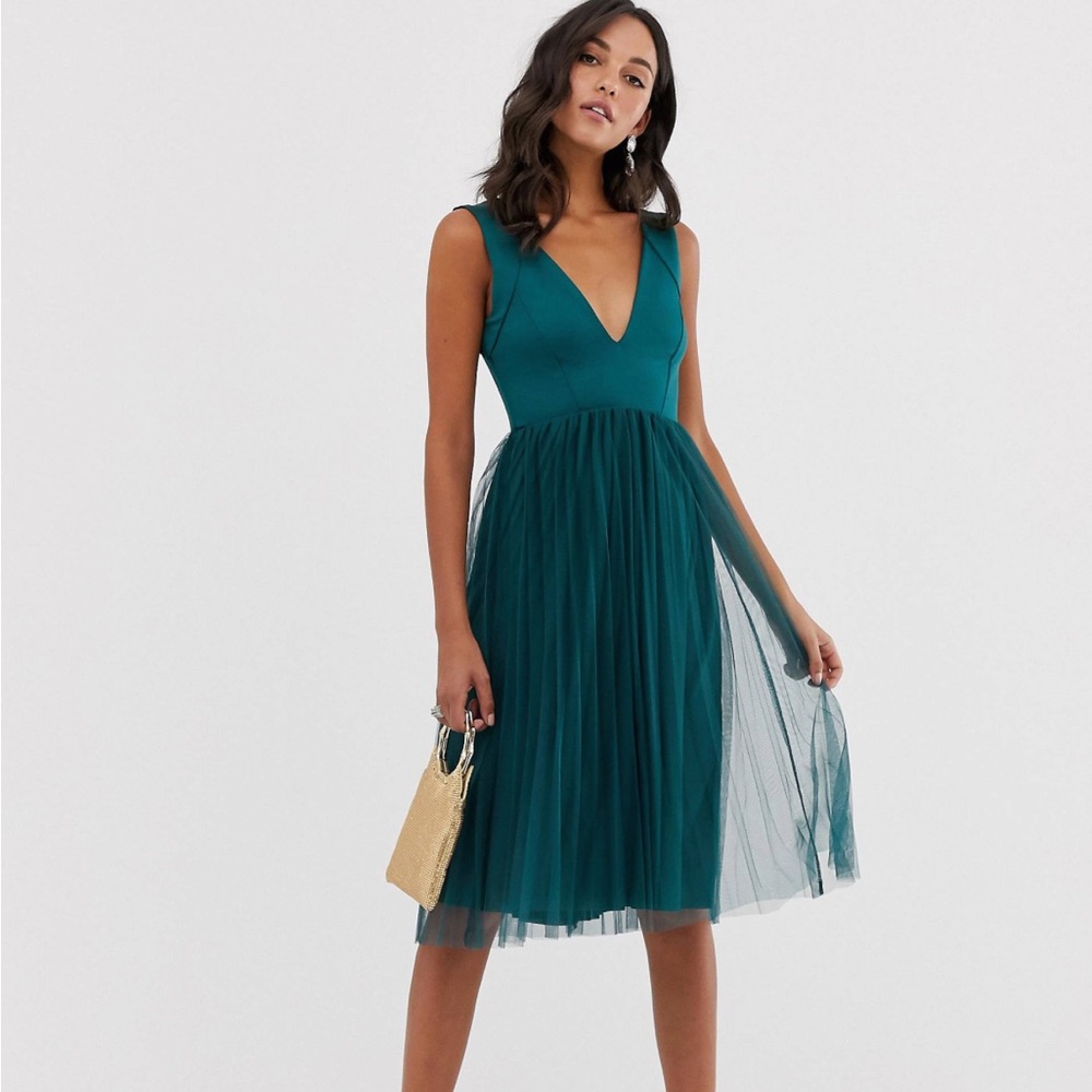ASOS Scuba Top Tulle Midi Dress